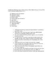 English Worksheet: Upper Intermediate - Identifying types of clauses
