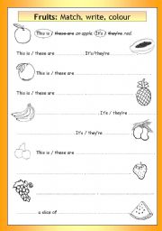 English Worksheet: Vocabulary & Writing: Fruits