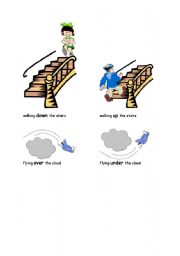 English Worksheet: Learn Prepositions - Down, Up, Over, Under