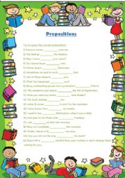 English Worksheet: Preposition