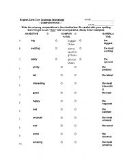 English Worksheet: Comparative