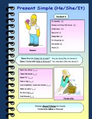 English Worksheet: Activities at home (Simple Present -he/she)