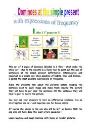 English Worksheet: simple sentences at the simple present with expressions of frequency - dominoes part 1