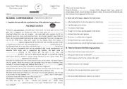 English Worksheet: reading comprehension