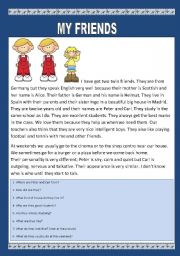 MY FRIENDS. EASY READING. YOLANDA - ESL worksheet by ...