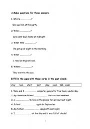 English worksheet: mixed exercises 