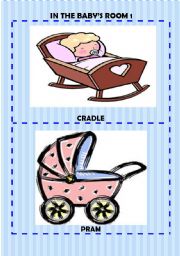 English Worksheet: In the babys room: flash-cards 1/2