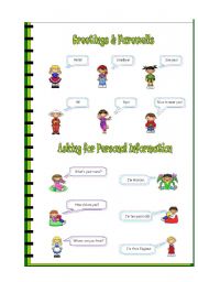 English Worksheet: Greetings & farewells +  personal information