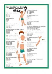 English Worksheet: How Much Do You Know About Your Body?