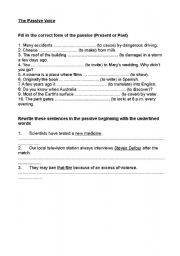 English Worksheet: Passive voice