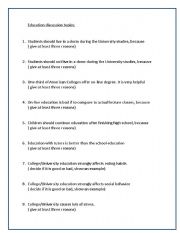 English Worksheet: US Educational System Discussion