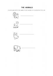 English worksheet: the animals 