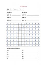 English Worksheet: numbers 1 to 100