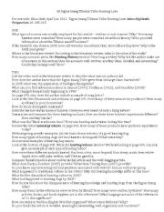 English worksheet: Questions for use with Rgyas bzang Tibetan Triber Hunting Folklore