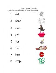 English Worksheet: Short Vowel Sounds