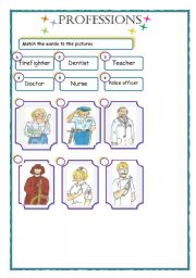 English Worksheet: professions matching