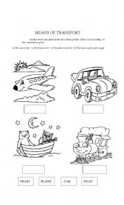 English Worksheet: MEANS OF TRANSPORT