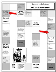 English Worksheet: Gerunds vs. Infinitives board game