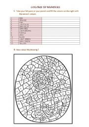 English Worksheet: Colour by numbers