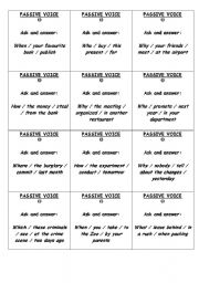 English Worksheet: Passive Voice_Questions_Cards