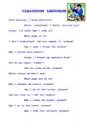 English Worksheet: classroom language