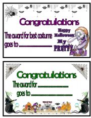 English Worksheet: Halloween congratulations certificates