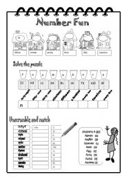 English Worksheet: Number Fun