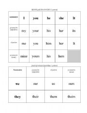 English worksheet: Pronoun Chart