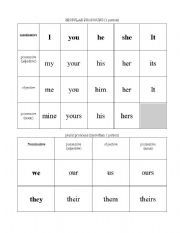 English Worksheet: Pronoun Chart