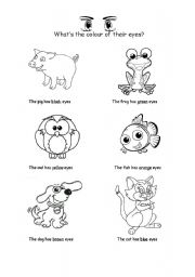 English Worksheet: Animals and colours