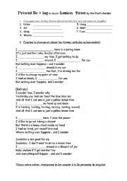 English Worksheet: lemon tree song