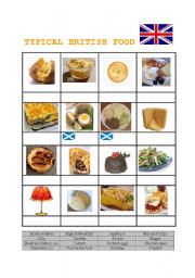 English Worksheet: british food