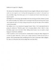 English Worksheet: lesson plan reflection