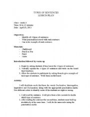 English Worksheet: 4 types of sentences