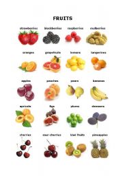 English Worksheet: Fruits