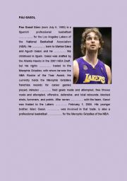 English worksheet: Pau Gasol