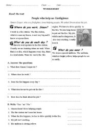 English Worksheet: Job: Firefighter