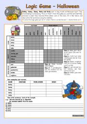 English Worksheet: Logic game (34th) - Halloween * elementary * with key * with B&W