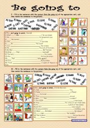 English Worksheet: Be going to * elementary * with key * fully editable