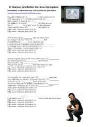 English Worksheet: Song: Bruce Springsteen- 57 channels and nothins on