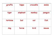 English worksheet: Memory game - animals