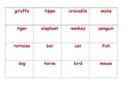 English Worksheet: Memory game - animals