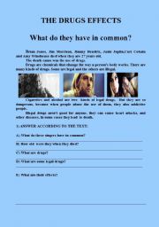 English Worksheet: THE DRUGS EFFECTS