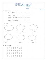 English worksheet: initial test