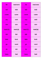 Verb Pairs: Infinitive-Past Tense forms, both regular and irregular