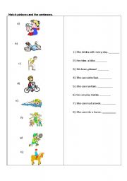 English worksheet: can / cant matching