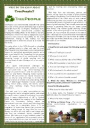 English Worksheet: WHAT DO YOU KNOW ABOUT TreePeople?