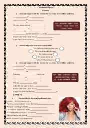 English Worksheet: Song: California King bed by Rihanna