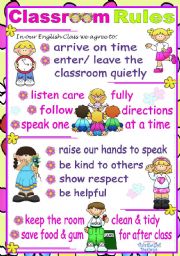 English Worksheet: Classroom Rules Poster