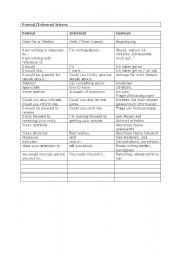 English Worksheet: Formal and informal expressions